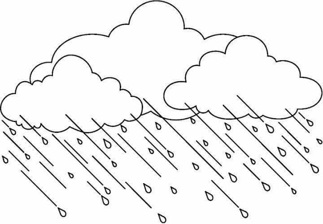Tranh tô màu trời mưa  Hiện tượng thời tiết cho bé tập tô